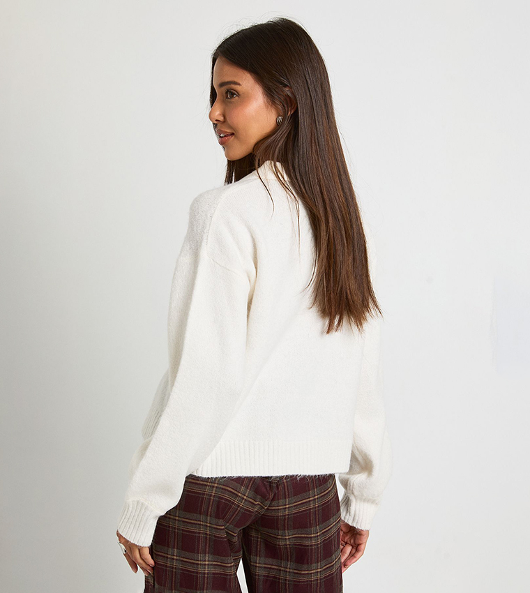 boohoo  V-neck Sweaters - White V-neck Sweaters