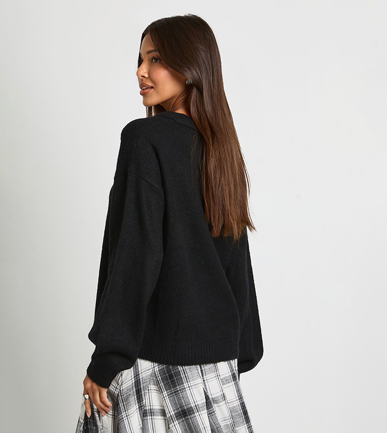 boohoo  V-neck Sweaters - Black V-neck Sweaters