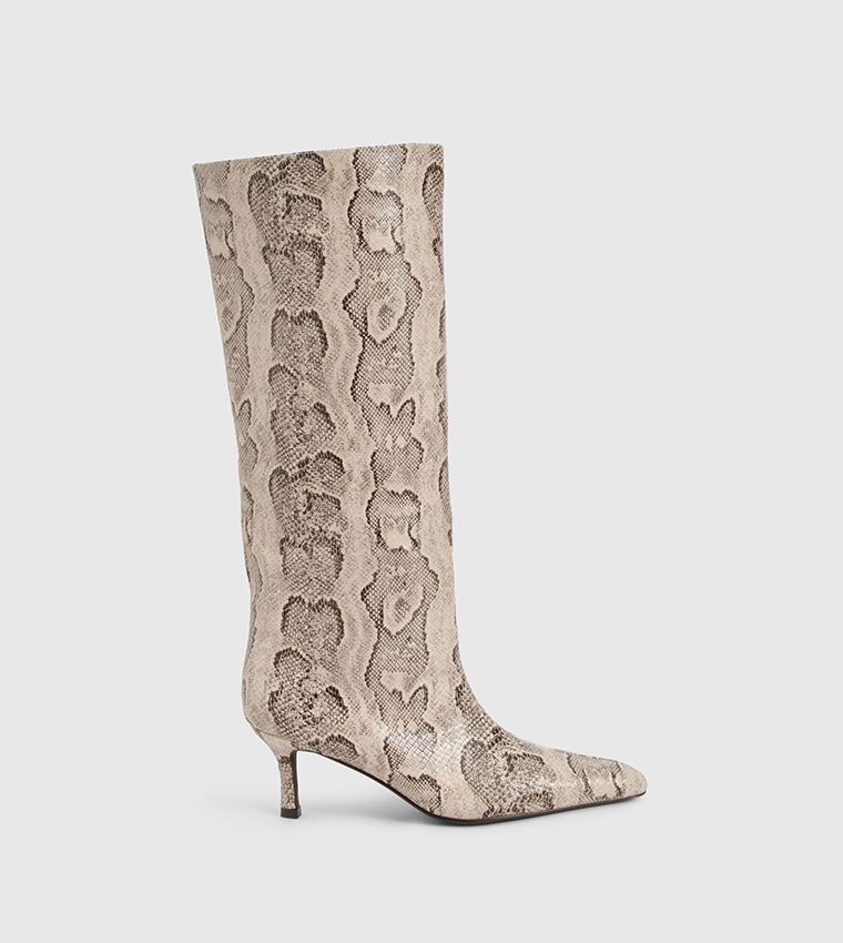 knee boots boohoo snake boots