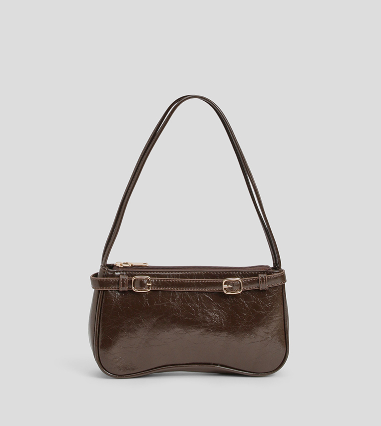 Buckle Detail Double Strap Shoulder Bag