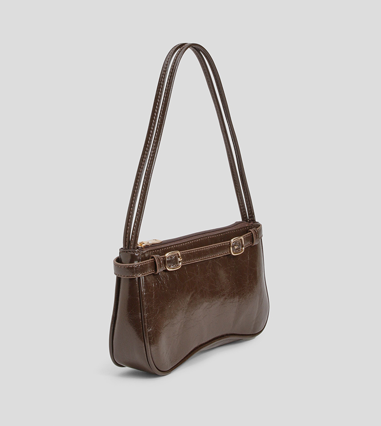 Buckle Detail Double Strap Shoulder Bag