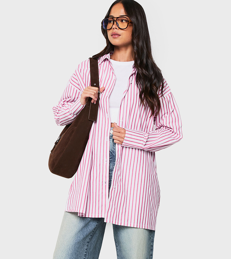 Oversized Striped Long Sleeves Shirt