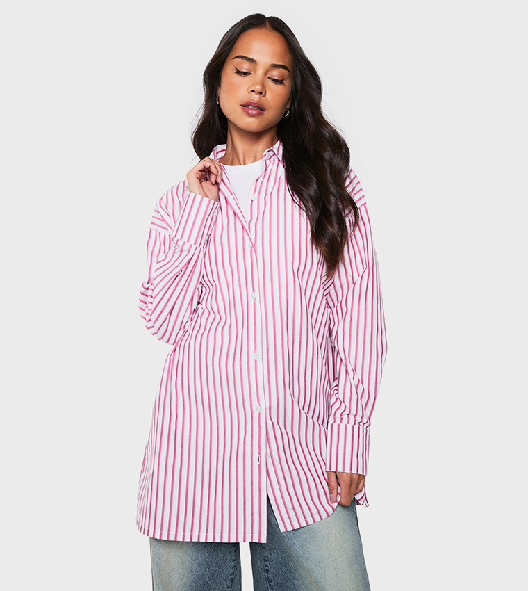 Oversized Striped Long Sleeves Shirt