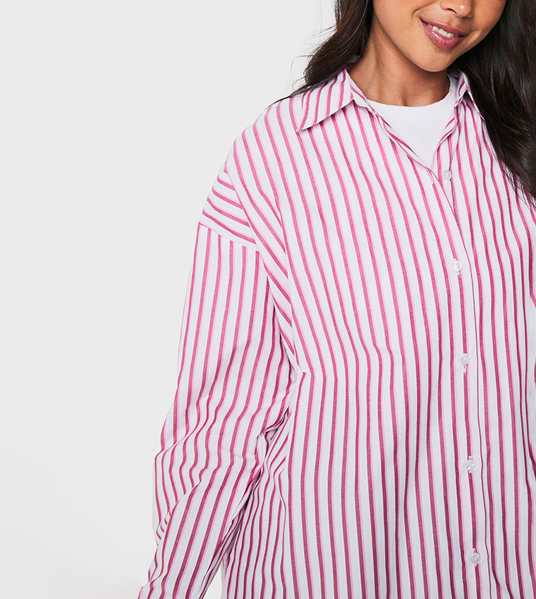 Oversized Striped Long Sleeves Shirt