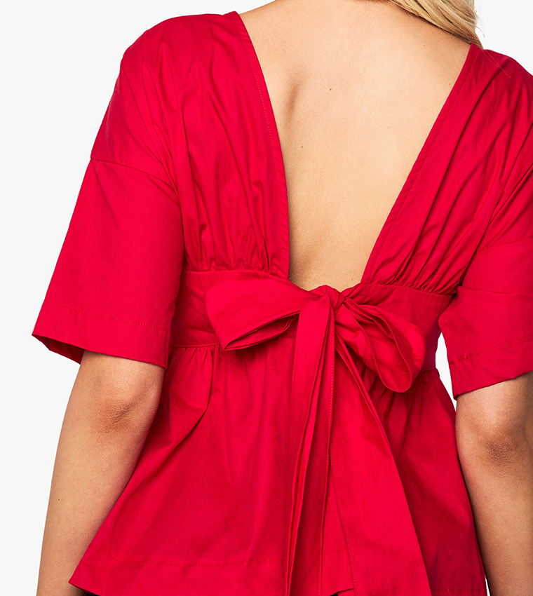 Poplin Tie Back Smock Top