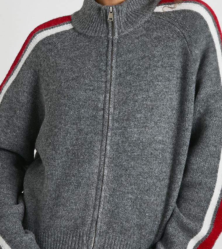 Chunky Knit Zip Through Knitted Cardigan