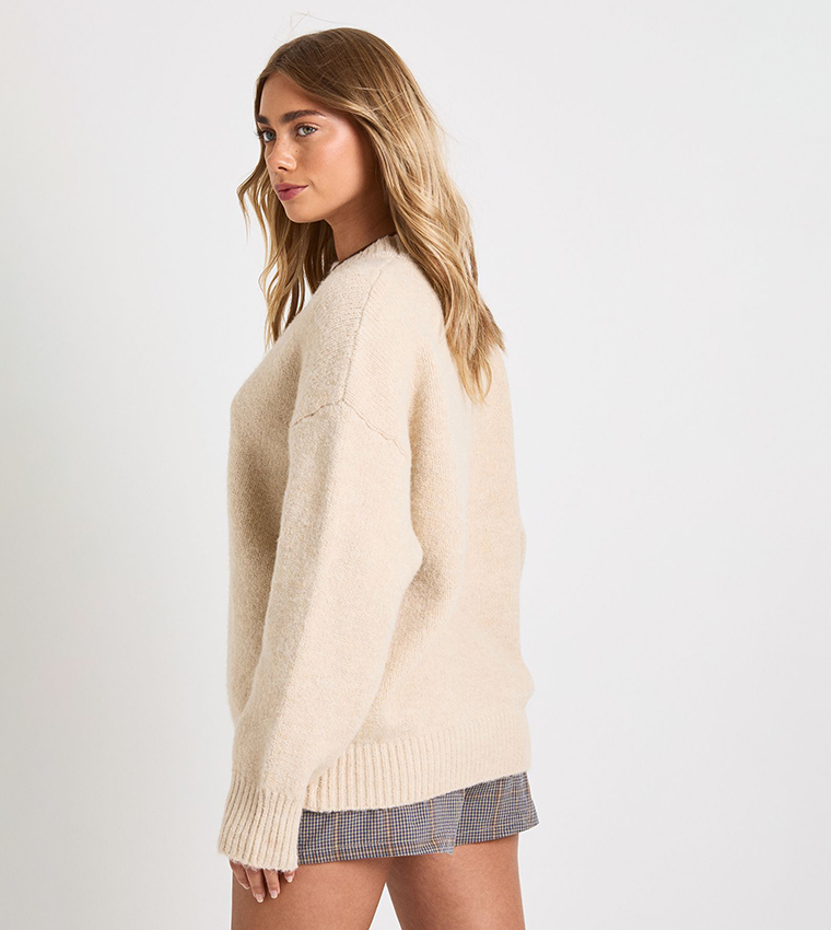 Super Soft Chunky Knit Crew Neck Oversized Sweater