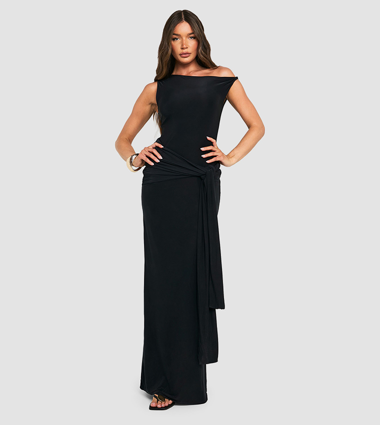 Slinky Twist Detail Maxi Dress