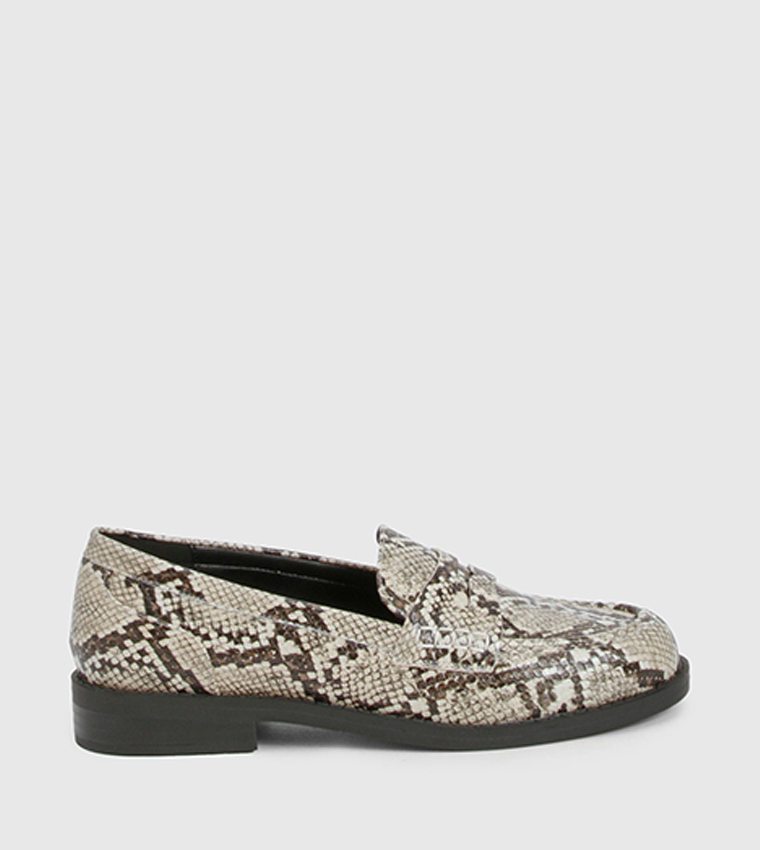 Snake Print Slip-On Loafers