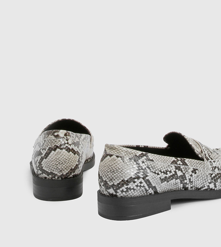 Snake Print Slip-On Loafers