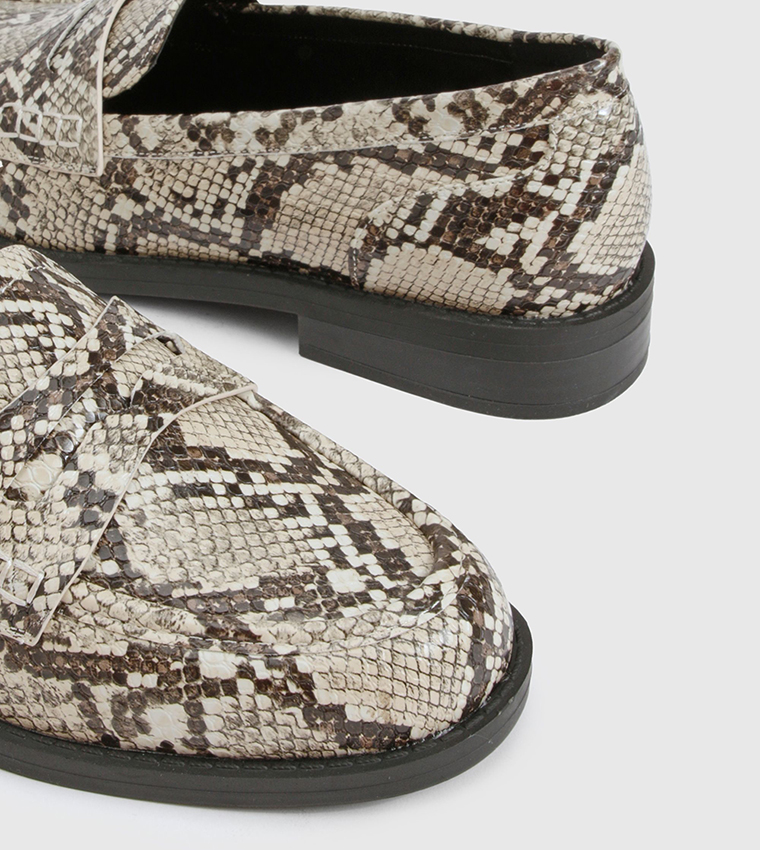 Snake Print Slip-On Loafers
