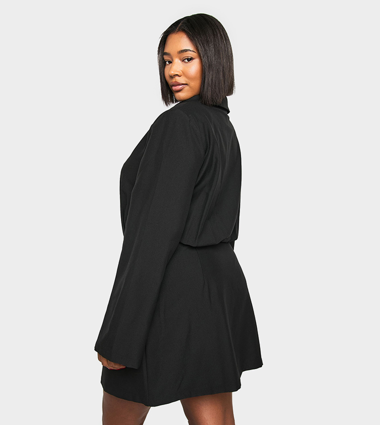 Curve Gold Button Shift Shirt Dress
