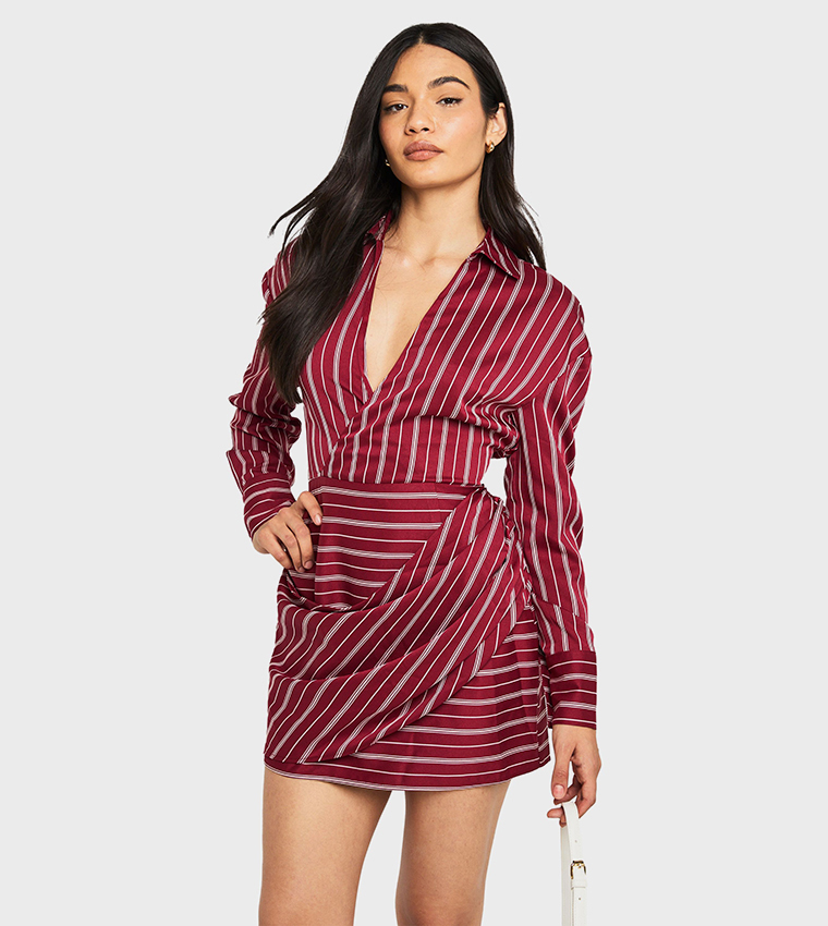 boohoo striped shirt dress Black Oversized Striped T-shirt Maxi Dress