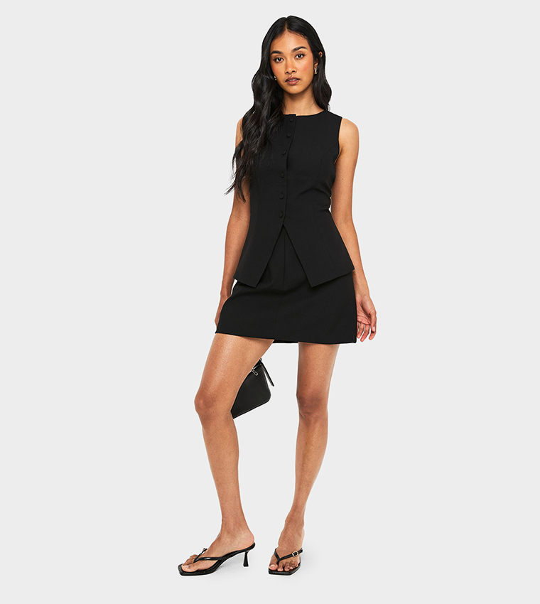 Sleeveless Waistcoat Mini Dress