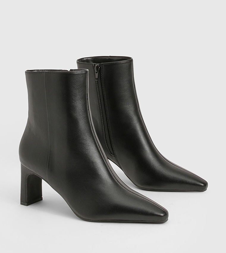 Solid Pointed Toe Ankle Boots