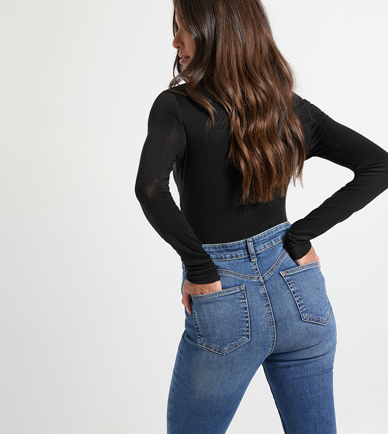 Washed High Waist Flared Jeans