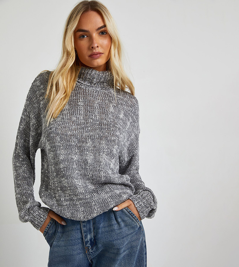 بوهو  سترات بياقة سلحفاة - رمادي Turtle neck Sweaters