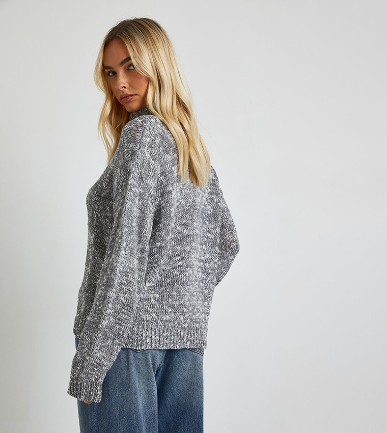 بوهو  سترات بياقة سلحفاة - رمادي Turtle neck Sweaters