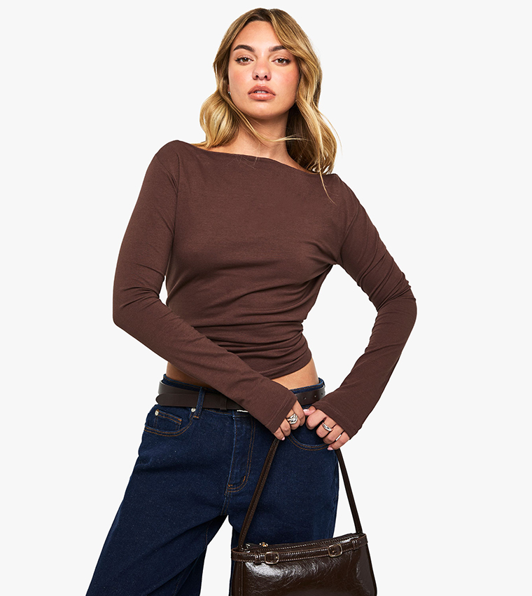 boohoo  Cropped Tops - Brown Cropped Tops