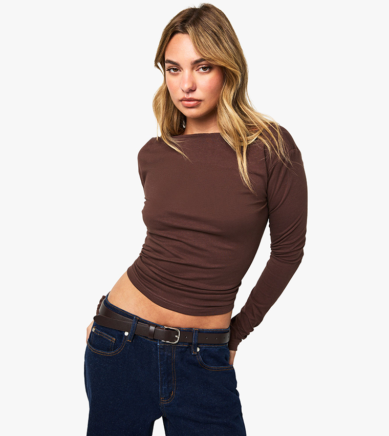 boohoo  Cropped Tops - Brown Cropped Tops