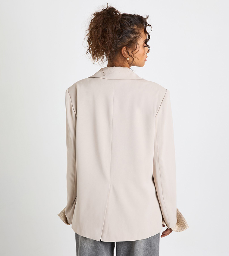 Foldover Sleeves Tailored Blazer