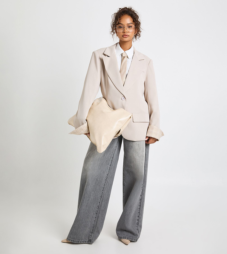 Foldover Sleeves Tailored Blazer