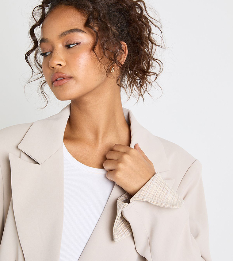 Foldover Sleeves Tailored Blazer