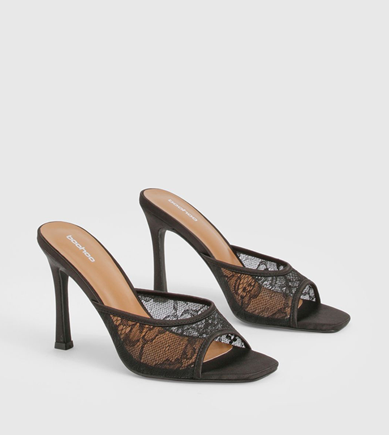 Lace Peep Toe Heeled Sandals