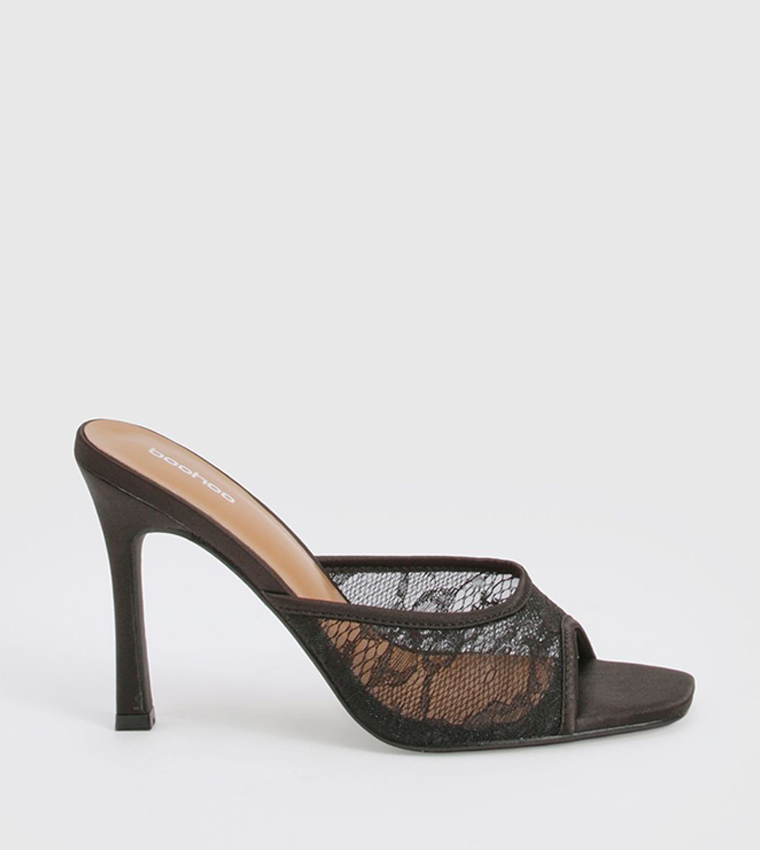 Lace Peep Toe Heeled Sandals