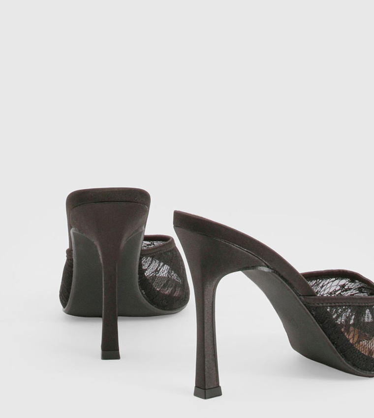 Lace Peep Toe Heeled Sandals