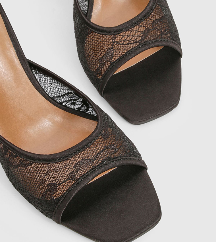 Lace Peep Toe Heeled Sandals