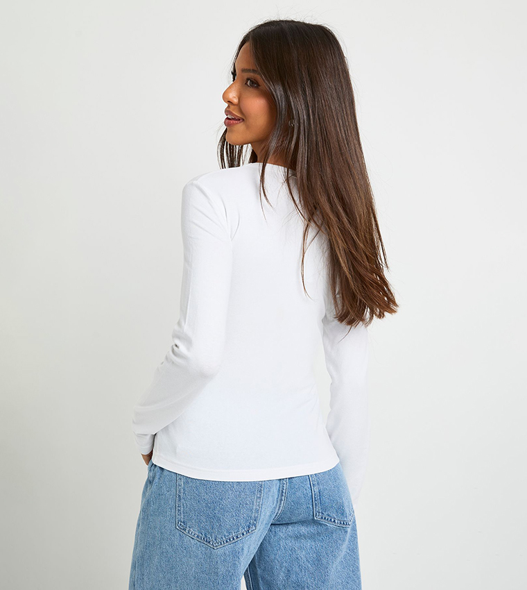 Solid Long Sleeves Fitted Top