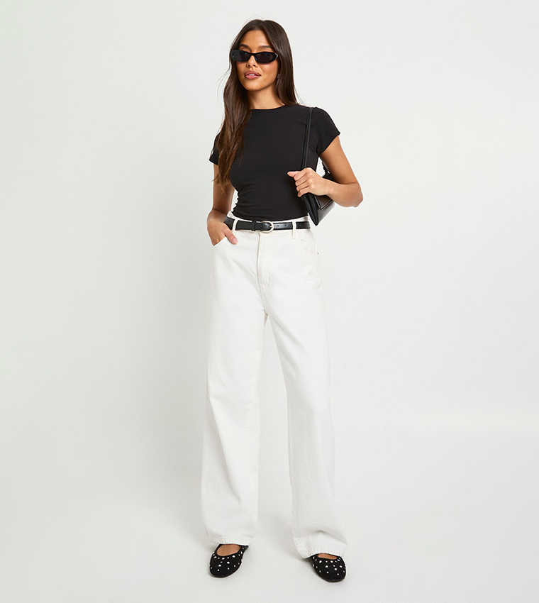 Solid Short Sleeves Fitted Top