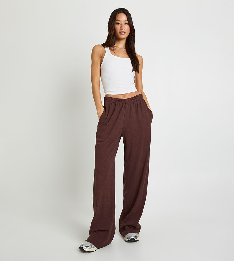 Tall Ribbed Wide Leg Sweatpants