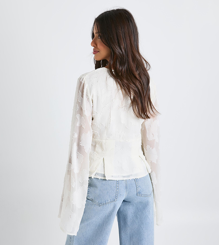 Floral Textured Button Down Top