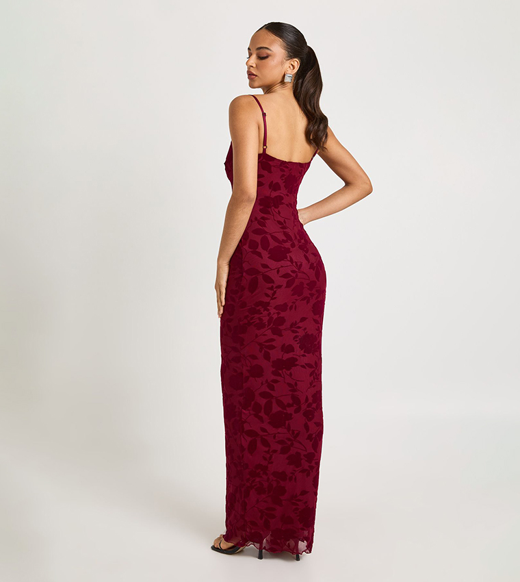 Lace Strappy Devore Maxi Dress