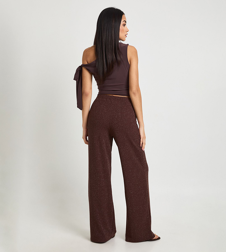 Glitter Ribbed Wide Leg Trousers