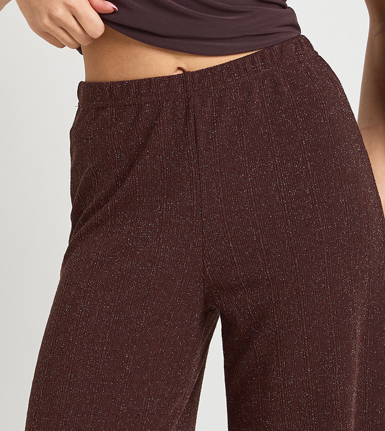 Glitter Ribbed Wide Leg Trousers
