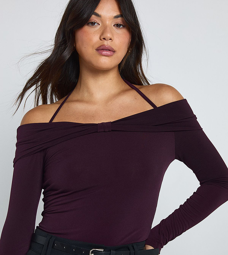 Slinky Bow Bardot Detail Top