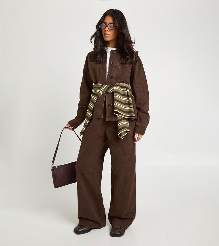 Washed Elastic Waist Oversized Wide Leg Jeans