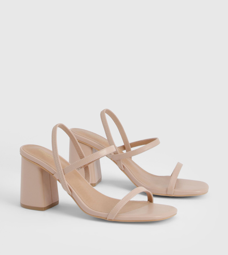 Wide Fit Elastic 2 Part Strappy Block Heel Sandals