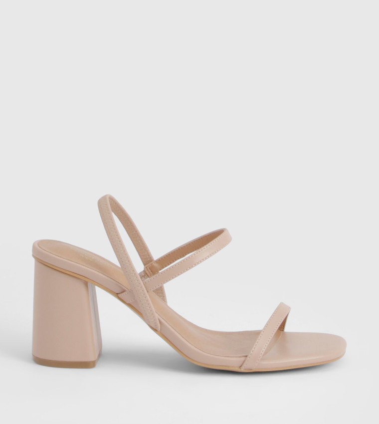 Wide Fit Elastic 2 Part Strappy Block Heel Sandals
