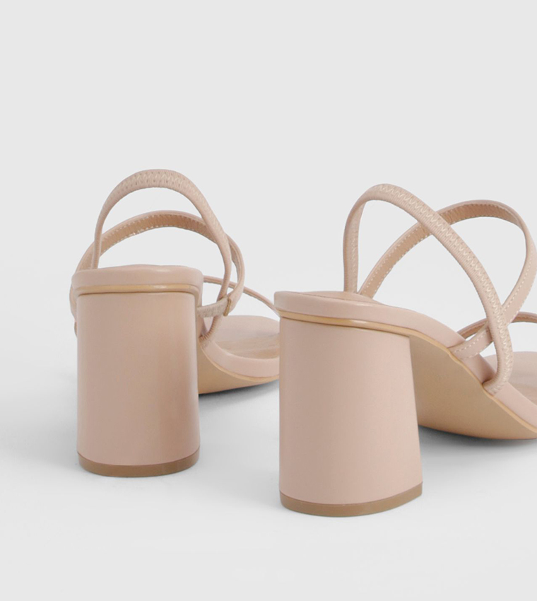 Wide Fit Elastic 2 Part Strappy Block Heel Sandals