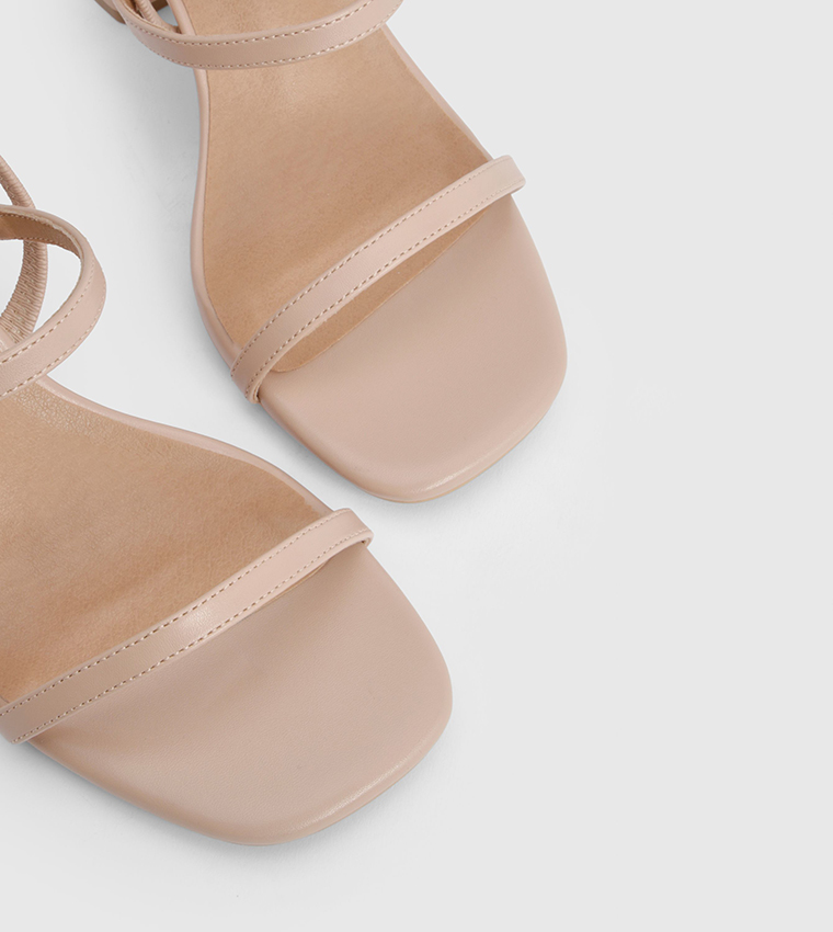 Wide Fit Elastic 2 Part Strappy Block Heel Sandals
