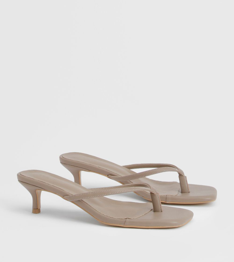Wide Fit Toe Post Kitten Heel Sandals