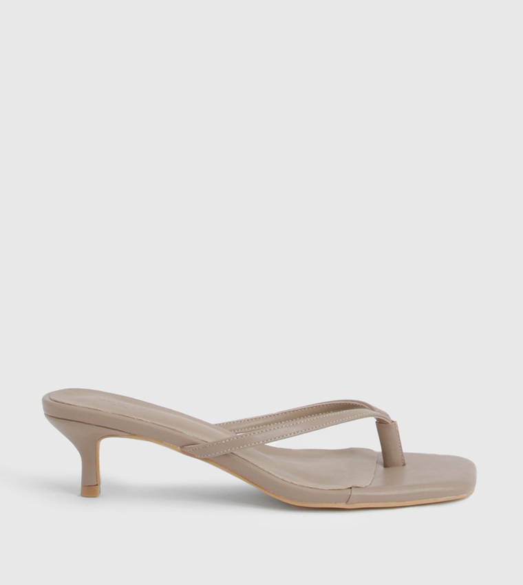 Wide Fit Toe Post Kitten Heel Sandals