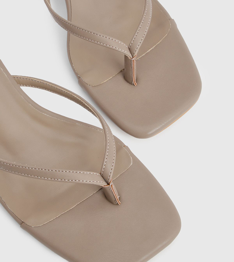 Wide Fit Toe Post Kitten Heel Sandals