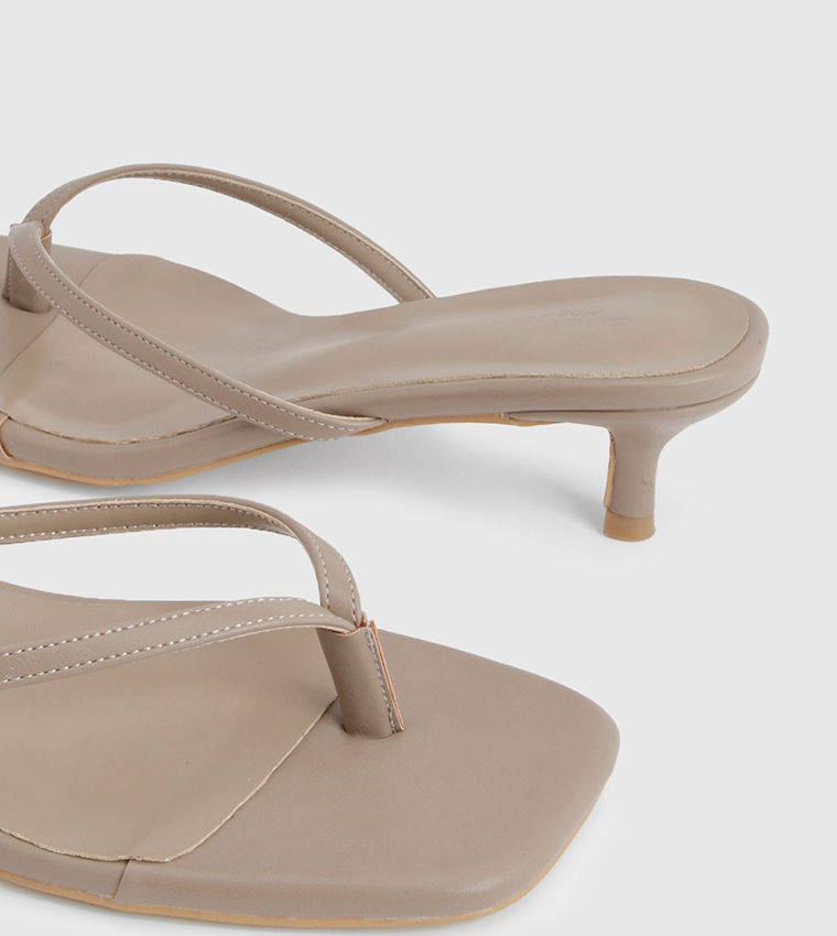 Wide Fit Toe Post Kitten Heel Sandals