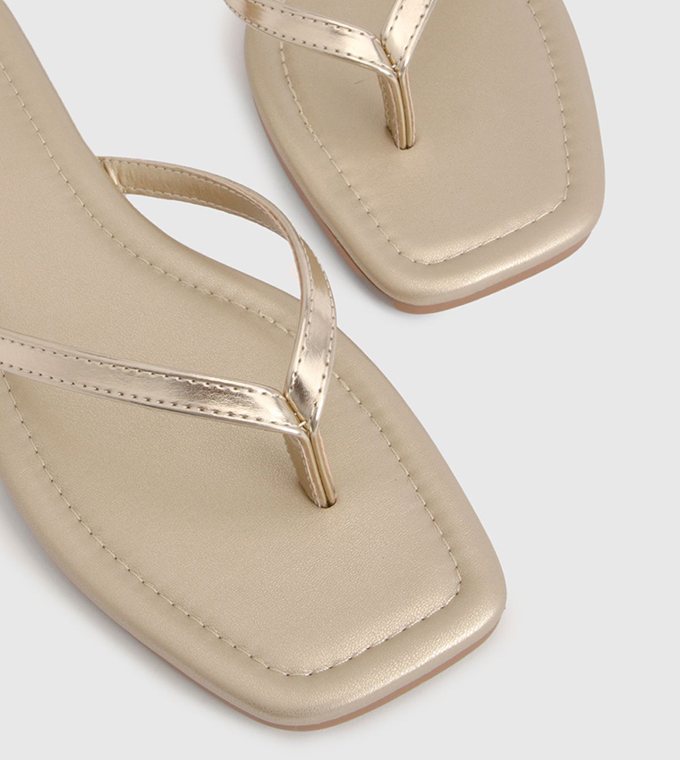 Wide Fit Square Toe Flat Sandals