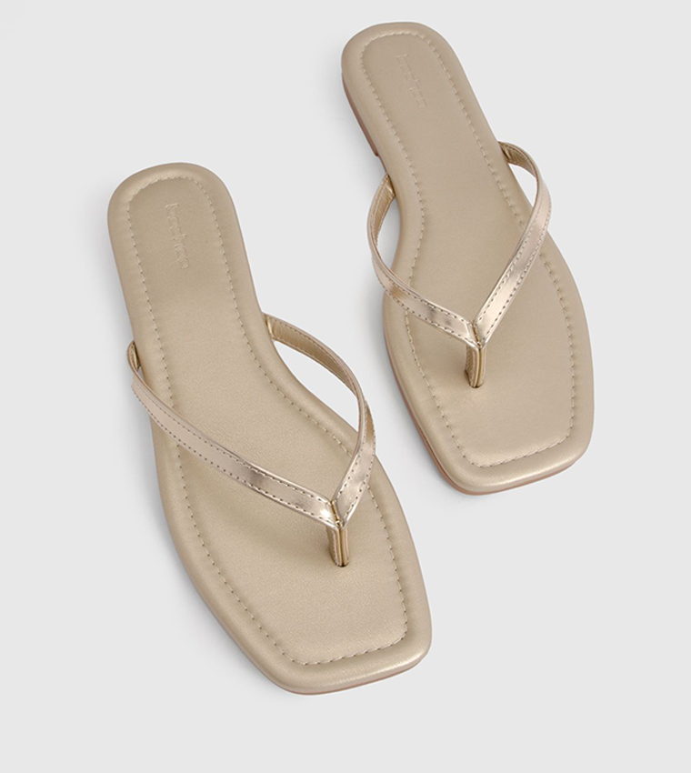 Wide Fit Square Toe Flat Sandals
